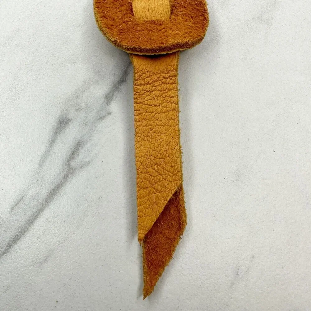 Soft Yellow Leather Fringe Western Boho Keychain Keyring